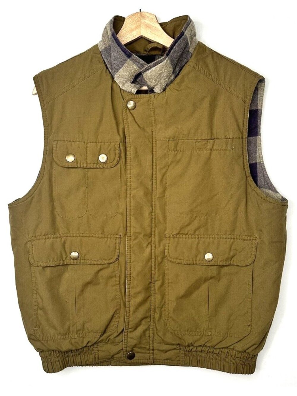 Vintage Eagles Ridge Outfitters Hunting Vest Mens M Brown Plaid Lined Workwear
